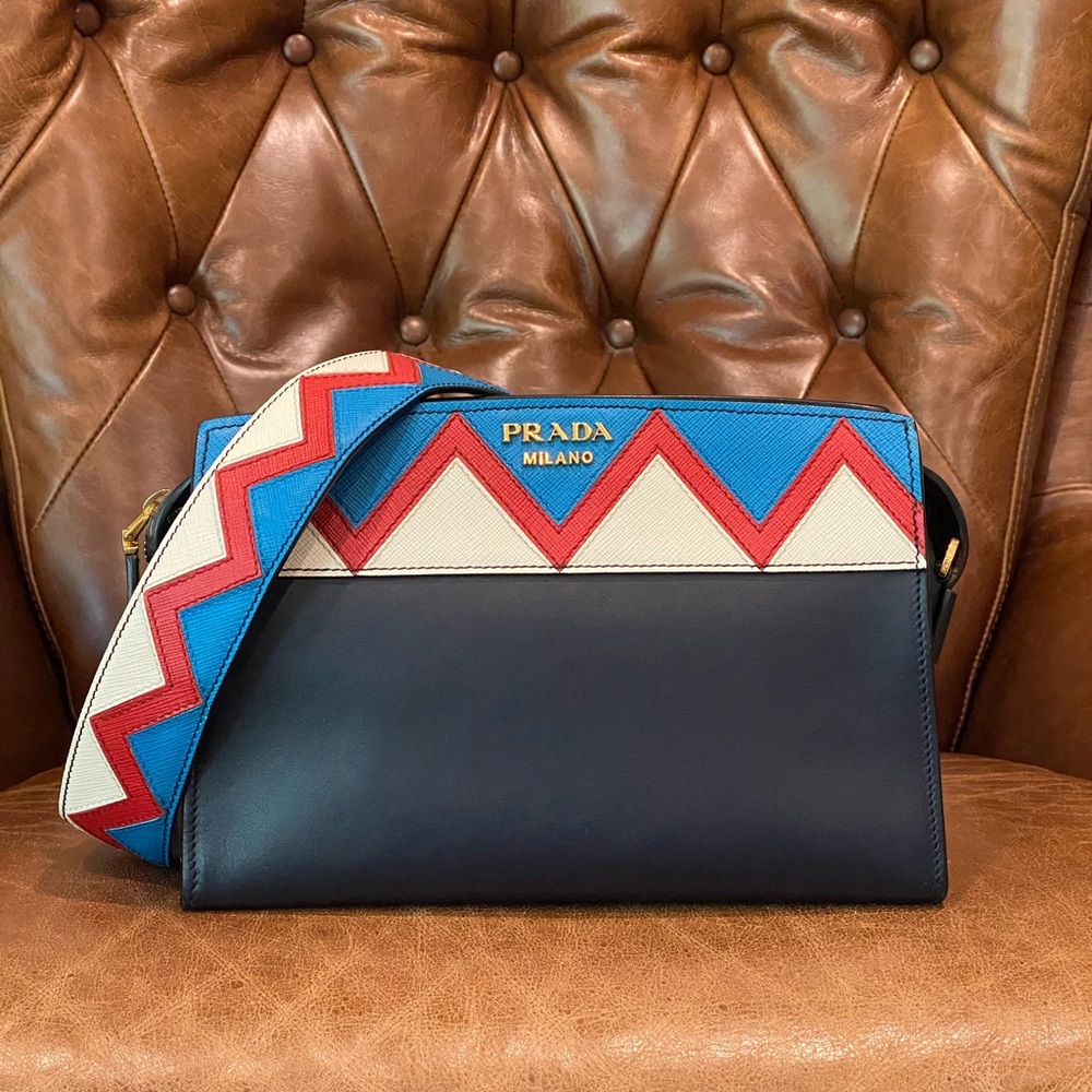 *SOLD* Prada Esplanade Crossbody Bag City Calf and Greca Saffiano Small